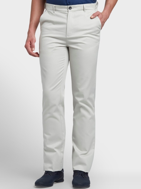 

ColorPlus Men Grey Tapered Fit Solid Regular Trousers