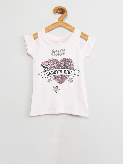 

MAX Girls Pink Embellished Cold-Shoulder Top