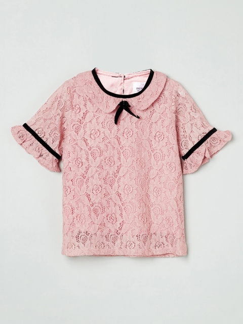 

max Girls Pink Self Design Top