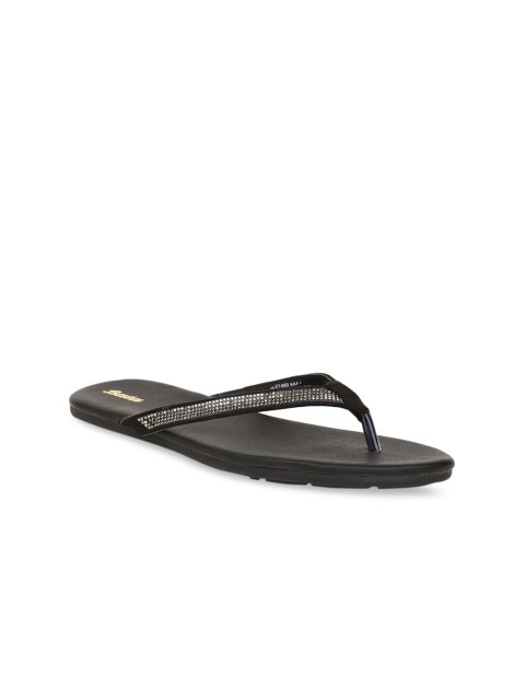 

Bata Women Black Embellished PU Open Toe Flats