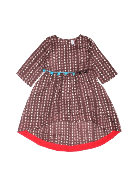 

KiddoPanti Girls Coffee Brown Printed Anarkali Kurta