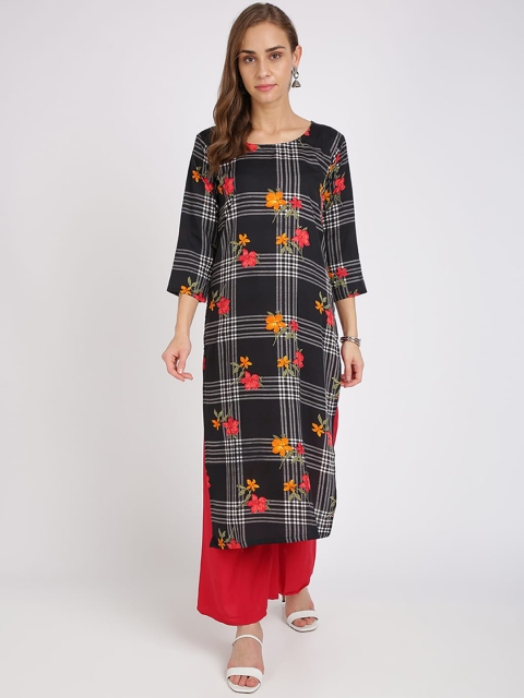 

Silk Bazar Women Black & Red Floral Printed Kurta with Trousers