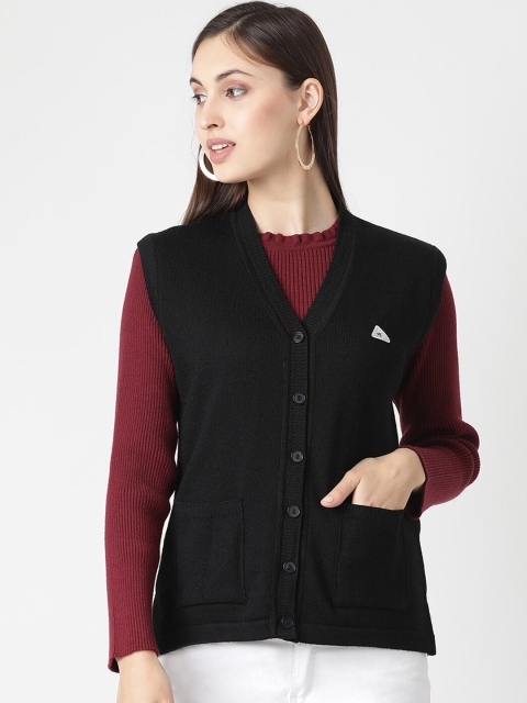 

Monte Carlo Women Black Solid Woolen Cardigan Sweater