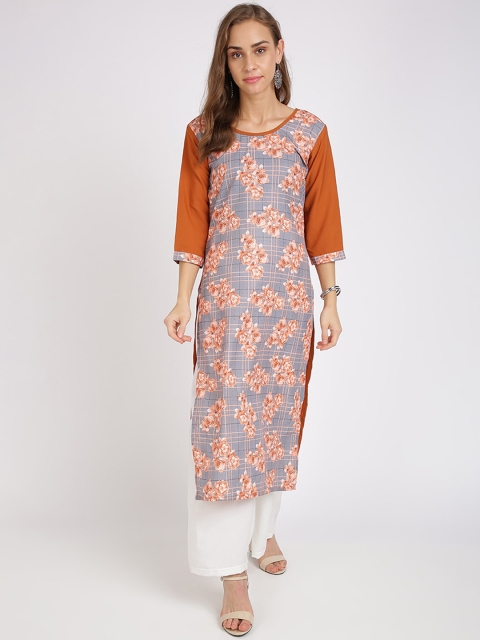 

Silk Bazar Women Orange & Grey Printed Kurta with Palazzos