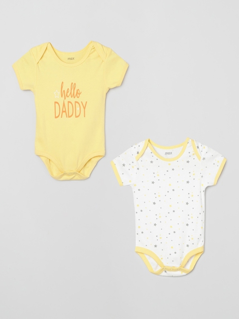 

max Infant Boys Pack Of 2 Printed Bodysuits, White