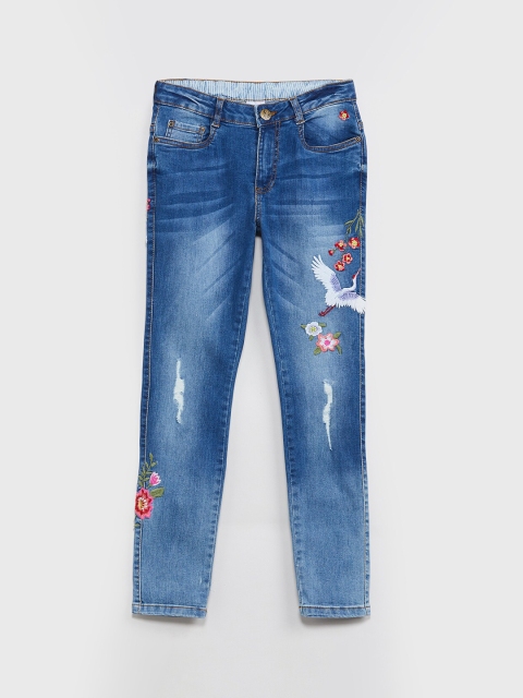 

max Girls Blue Regular Fit Mid-Rise Mildly Distressed Jeans