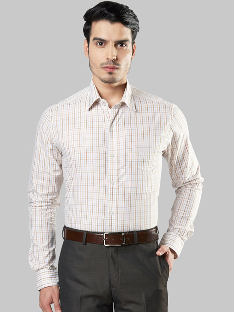 

Raymond Men Beige Slim Fit Checked Formal Shirt