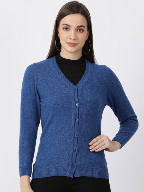 

Monte Carlo Women Blue Solid Cardigan Sweater
