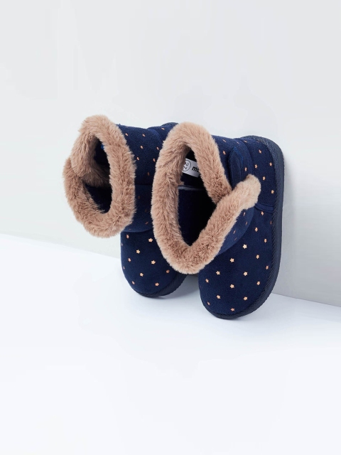 

MAX Star Print Boots with Fur Panel, Navy blue