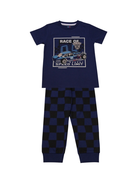 

ventra Boys Navy Blue Printed Night suit