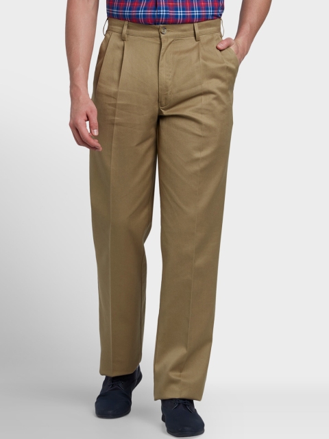 

ColorPlus Men Khaki Regular Fit Solid Regular Trousers