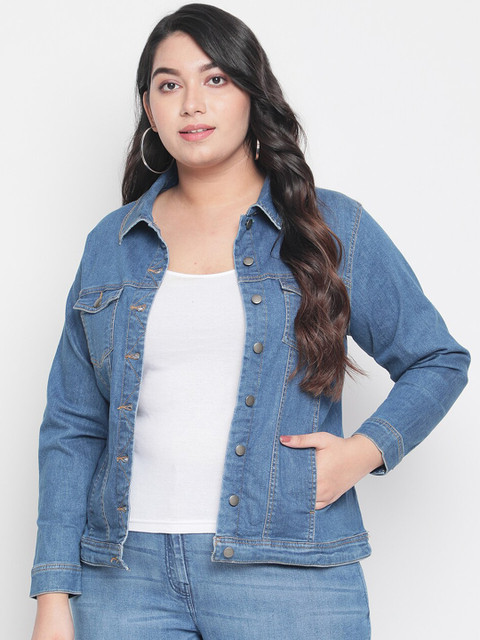 

Amydus Women Blue Solid Denim Jacket