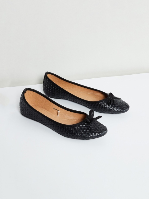 

max Women Black Woven Design PU Ballerinas