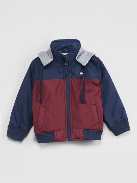 

max Boys Navy Blue & Red Colourblocked Sporty Jacket