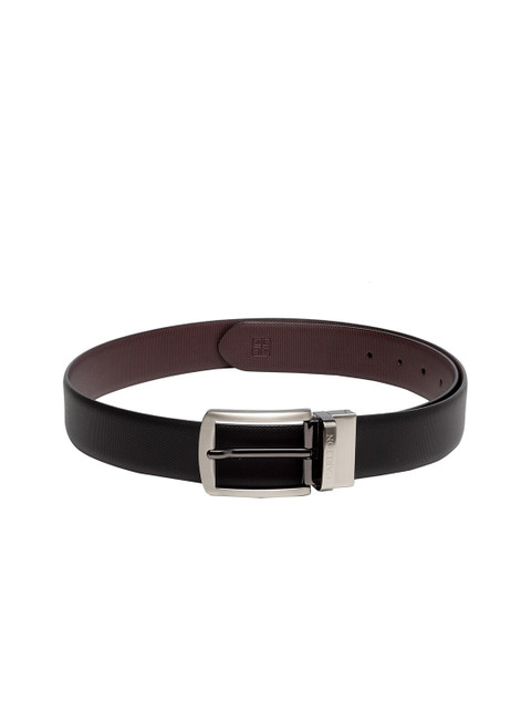 

Carlton London Men Coffee Brown & Black Solid Leather Reversible Belt