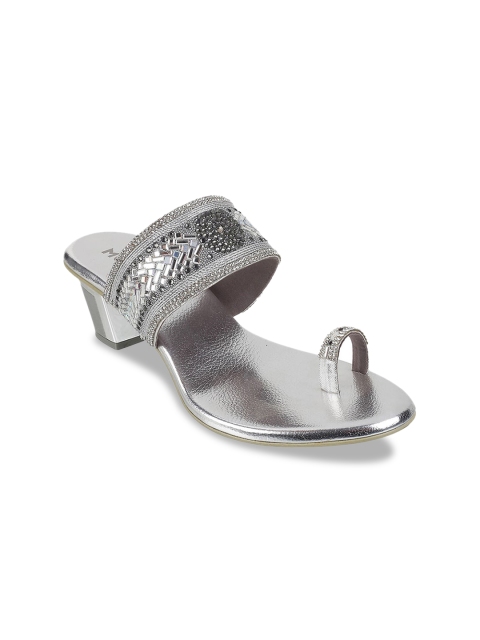 

Mochi Women Silver-Toned Embellished Heels