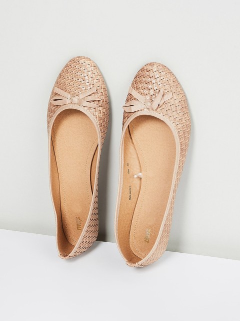 

max Women Beige Woven Design PU Ballerinas