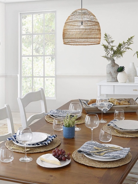 MODERN HOMES Set of 6 Brown Braided Jute Table Mats