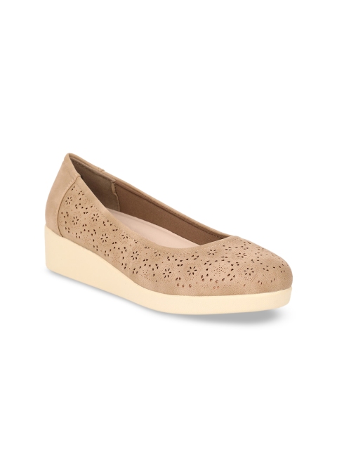 

Bata Women Beige Solid PU Ballerinas