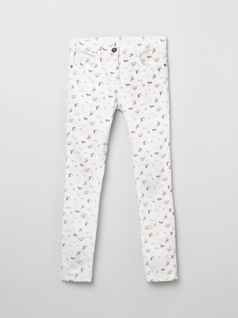 

max Girls White & Red Regular Fit Mid-Rise Slash Knee Jeans
