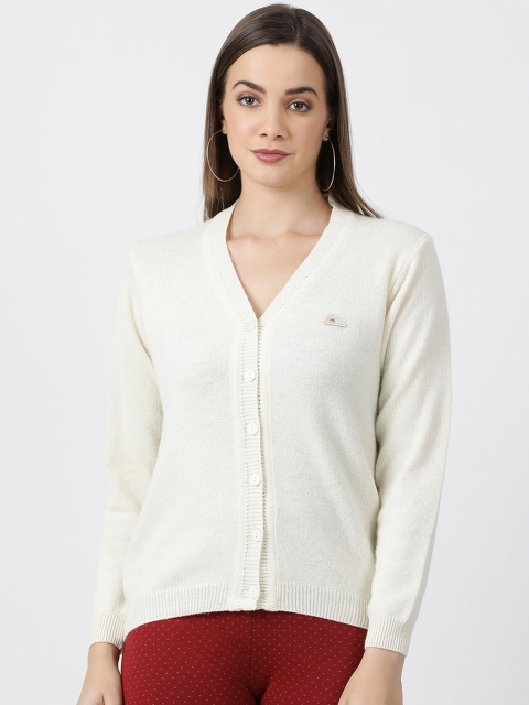 

Monte Carlo Women White Solid Cardigan Sweater