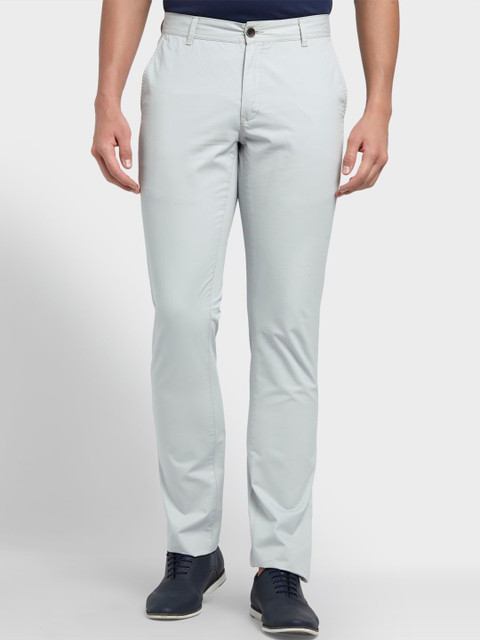 

ColorPlus Men Grey Tapered Fit Solid Regular Trousers