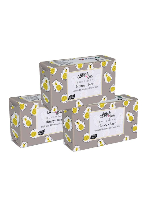

Mirah Belle Set of 3 Honey Beer Skin Softening Soap 225 g, Brown