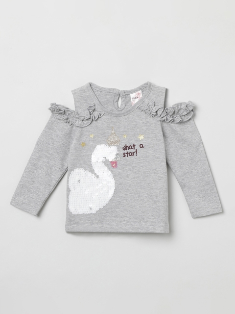 

max Girls Grey Embellished Top