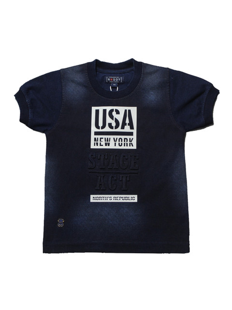 

Noddy Boys Navy Blue Printed Round Neck T-shirt