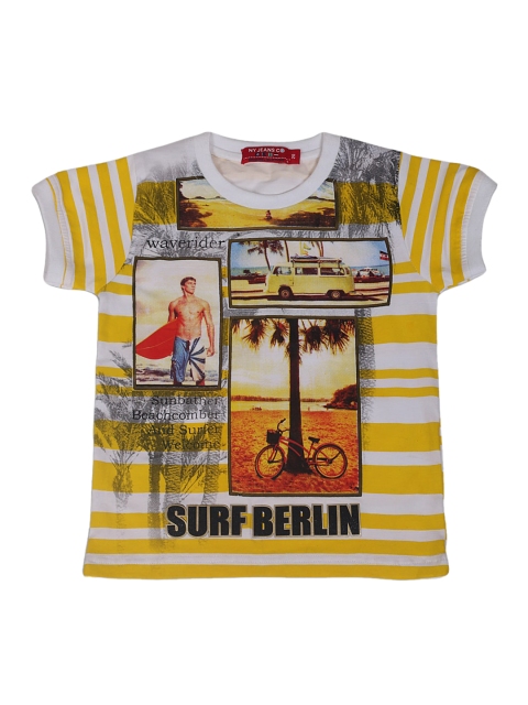 

Noddy Boys Mustard Yellow Printed Round Neck T-shirt