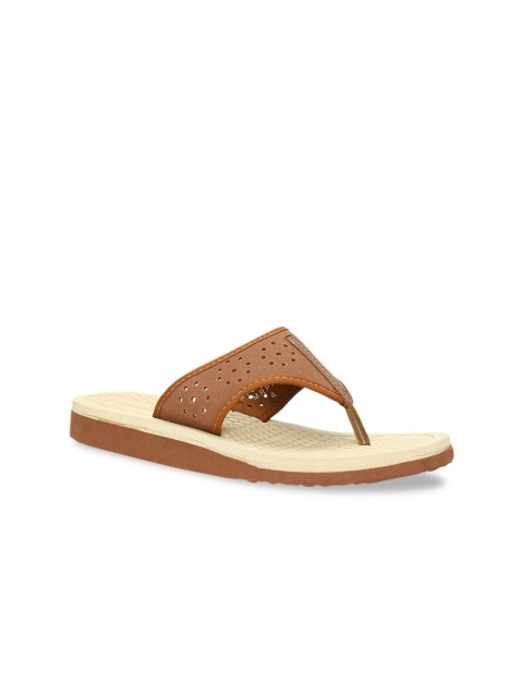 

Bata Women Tan Brown Textured Open Toe Flats