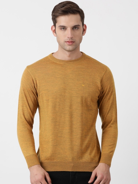 

Monte Carlo Men Mustard Yellow Solid Woollen Pullover Sweater