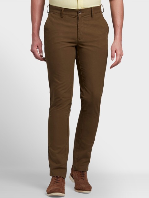 

ColorPlus Men Brown Regular Fit Solid Regular Trousers