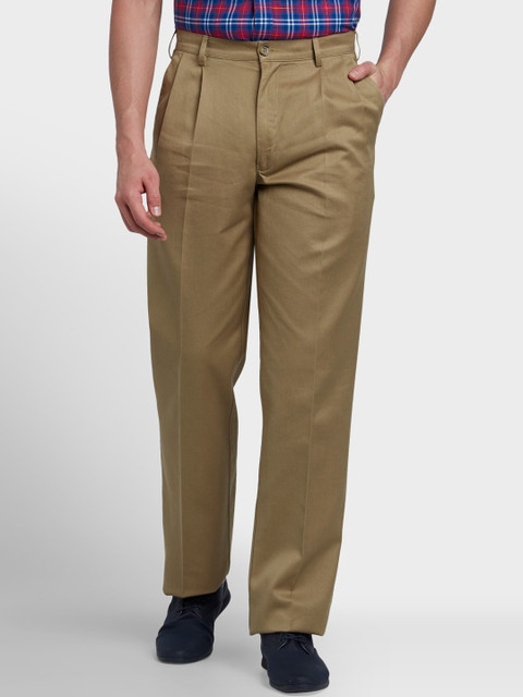 

ColorPlus Men Khaki Regular Fit Solid Regular Trousers