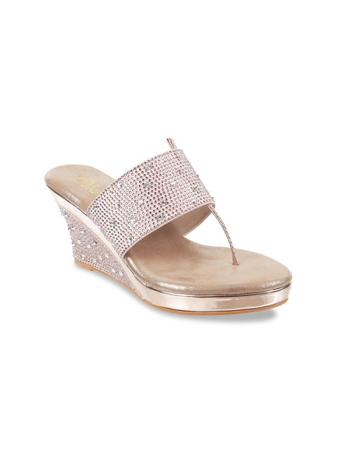 Mochi Women Rose Gold Embellished Heels