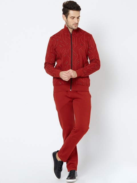 

Sweet Dreams Men Rust Red Printed Tracksuit