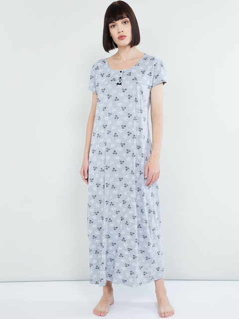 

max Grey & Off-White Printed Nightdress