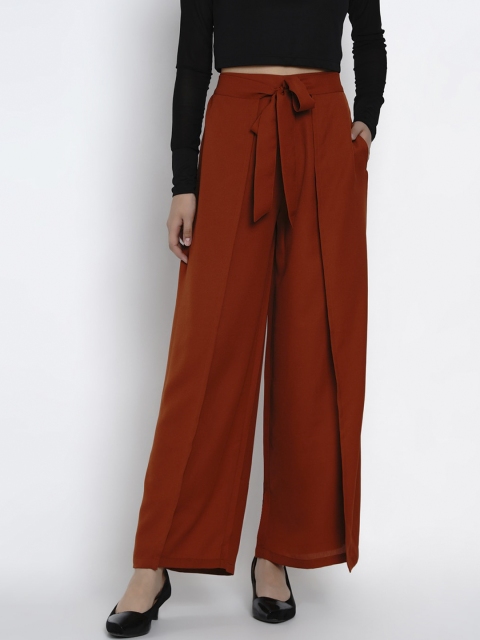 

Texco Women Rust Brown Solid Wide Leg Wrap Palazzos