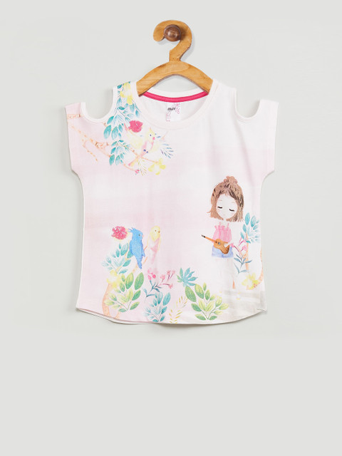 

max Girls Pink & Blue Printed Top