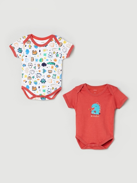 

max Infant Boys Pack Of 2 Printed Bodysuits, White
