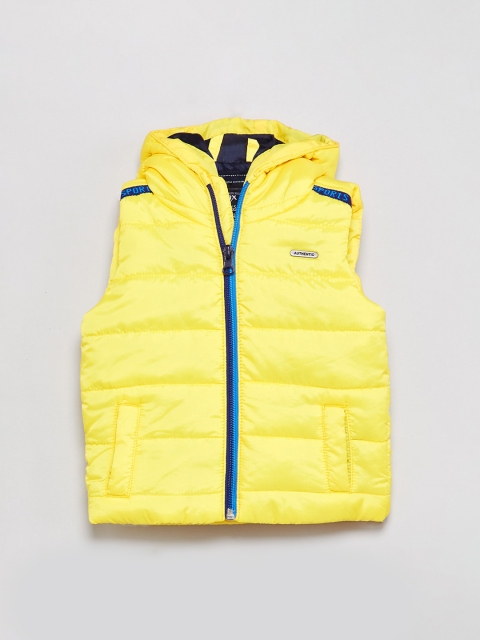 

max Boys Yellow Solid Open Front Jacket