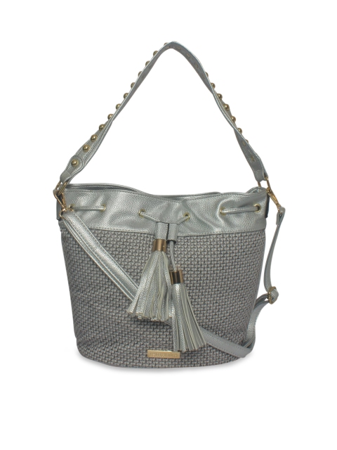 

Remanika Silver-Toned Textured Shoulder Bag