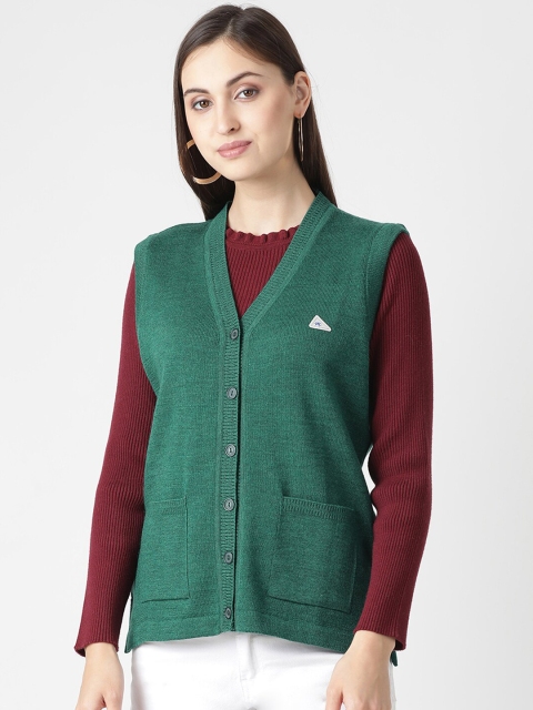 

Monte Carlo Women Green Pure Woolen Cardigan