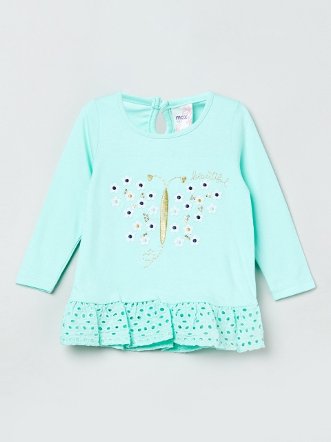 

max Girls Blue Printed Pure Cotton Top