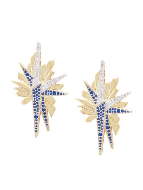 

shaze Gold-Plated & Blue Contemporary Drop Earrings