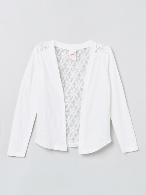 

max Girls Off-White Solid Open Front Shrug