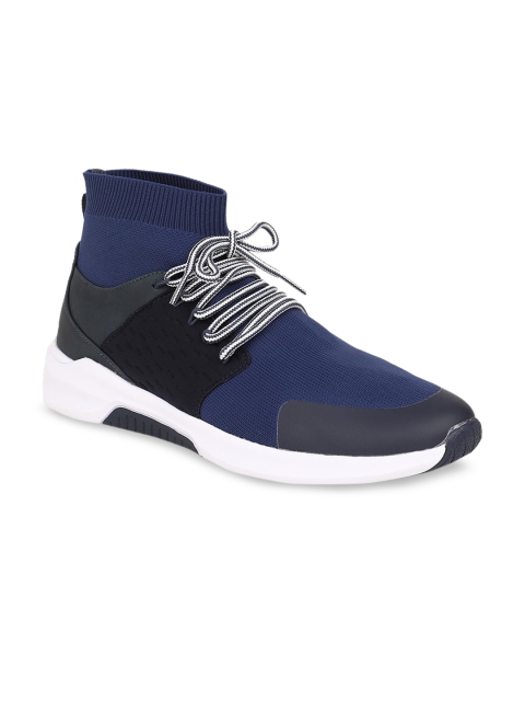 

Bata Men Blue Colourblocked PU High-Top Sneakers