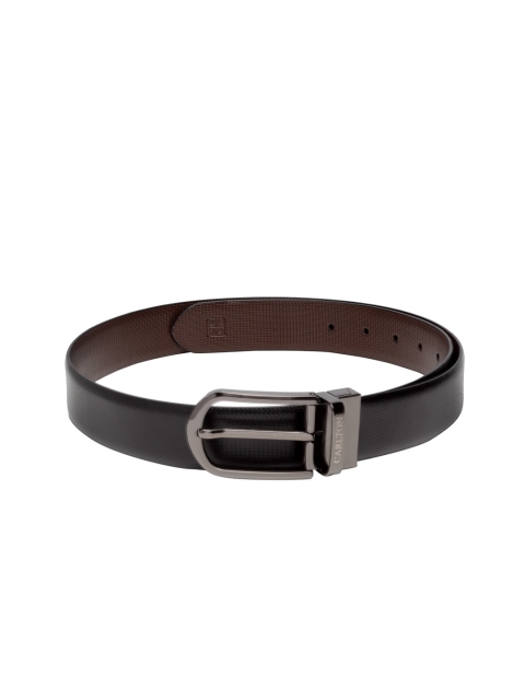 

Carlton London Men Coffee Brown & Black Leather Textured Reversible Belt