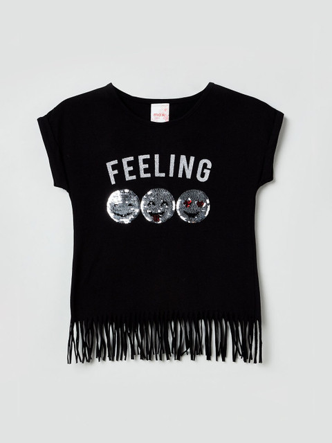 

max Girls Black Embellished Top