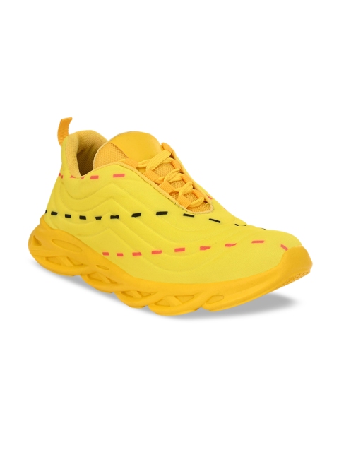 

mr.wonker Men Yellow Printed Mesh Mid-Top Sneakers